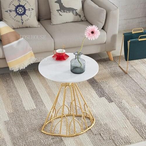 Wrought Iron Coffee Table Living Room Furniture Metal Coffee Table Marble Champagne Gold Telephone Sofa Wrought Iron Nordic