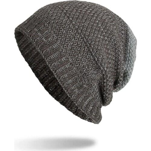 Winter New knitted hat Plus cashmere dual purpose niblet knitted cap Two color stripe sleeve cap Men cap Hat for women