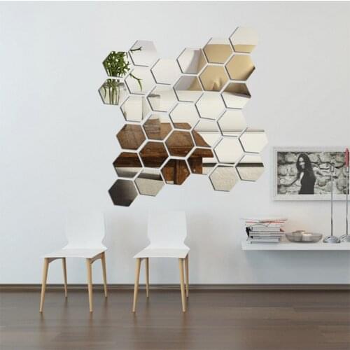 1Pcs 3D Hexagon Acrylic Mirror Wall Sticker Creative Art Wall Decoration DIY Craft Removable Living Room Stickers Home Decor