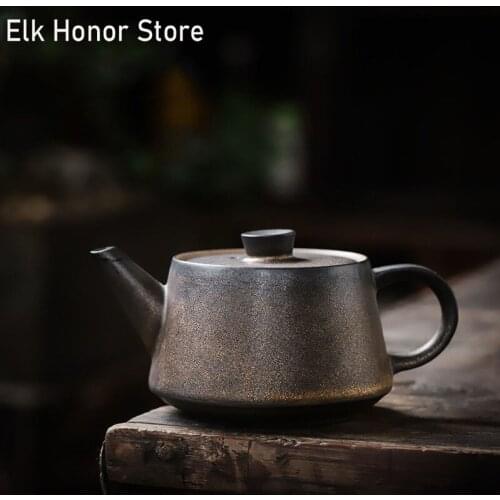 190ml Retro Ceramic Teapot Gilt Japanese Style Tea Pots Iron Rust Glaze Single Pots Kung Fu Tea Japanese Style Hand Grasp Pots