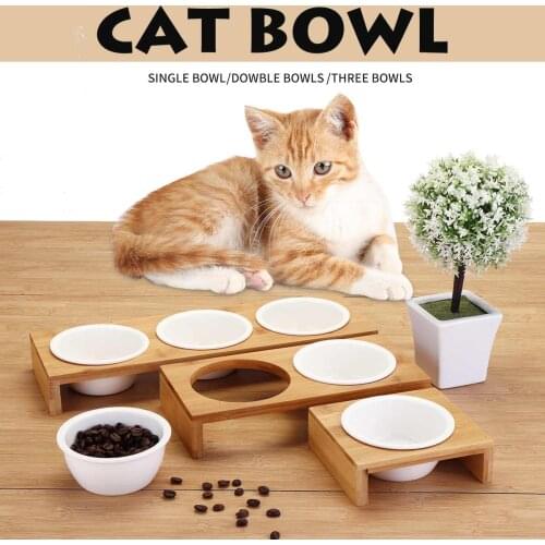 2021 Fashion Cat Dog Feeders Bowls Bamboo Tableware Ceramic Pet Food Water Bowl High Grade Anti Skid Pet Supplies Dog Cat Bowl