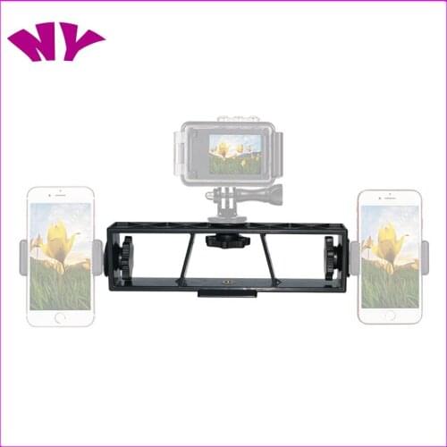 3-Position Stand Clip Bracket Holder Mobile Phone Clamp Tripod 1/4" Mount for Smartphones Mic Fill Lights Live Broadcast