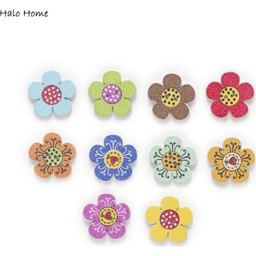 30pcs 2 Style Plum Flower Wood Buttons Sewing Scrapbooking Clothing Headwear Handmade Crafts Home Decor Accessories DIY 20mm