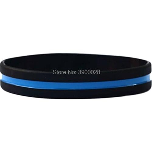 300pcs Thin Blue line silicone wristband bracelet free shipping by DHL