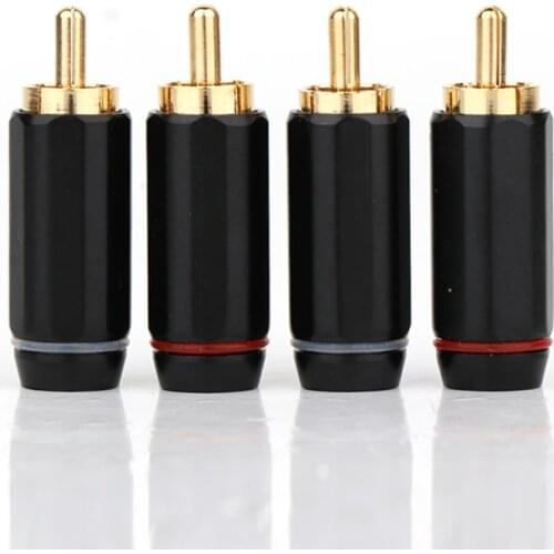 4pcs Gold Plated RCA Connector Audiophile Plug Audio Phono