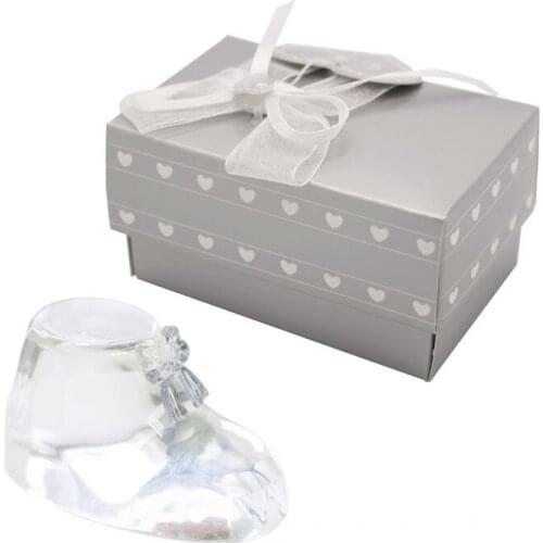 50pcs Christening Return Gifts Choice Crystal Baby Shoe Baptism Souvenir Baby Shower Favors Birthday Party Gifts WB83