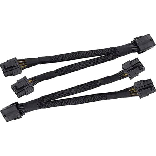 GPU PCIe 8 Pin Female to Dual 2X 8 Pin (6+2) Male PCI Express Power Adapter Braided Y-Splitter Extension Cable,20cm