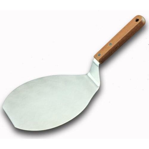 Wood Handle Stainless Steel Cake Lifter Pizza Server Cookie Spatula Big Pizza Shovel Baking Tool Accessories LX4519