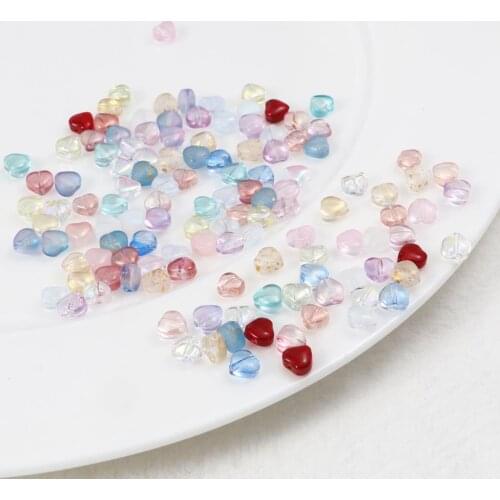 Multicolor Glass Beads Heart Sweet Loose Spacer Beads DIY Making Bracelets Necklace Jewelry Gifts Findings About 6mm x 6mm,50PCs