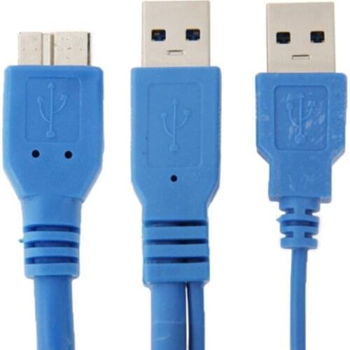 Dual USB 3.0 A to Micro-B USB 3.0 Y Cable FOR Samsung Galaxy Note 3 III N9000 Computer Cable Connector Length 50cm