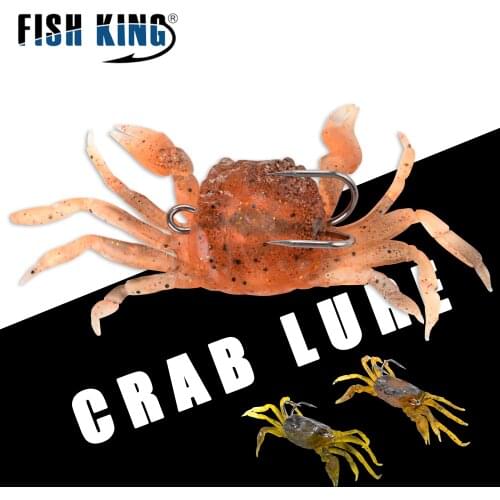 FISH KING 1PCS 3Colors Crab Lure Bait 3D Simulation Multicolour Soft Fish Bait With Hook Fishing Lures For Winter Fishing