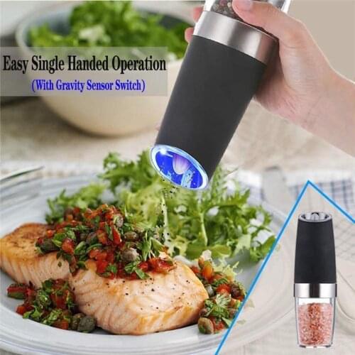 Gravity Electric Salt and Pepper Grinder Automatic Pepper and Salt Mill Grinder Porcelain Grinding Core Mill for Kitchen Tools