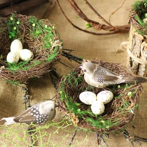 Handmade Rattan Simulation Birds Nest Garden Decoration Straw Nest Bird Cage Decoration Ornaments Shooting Props