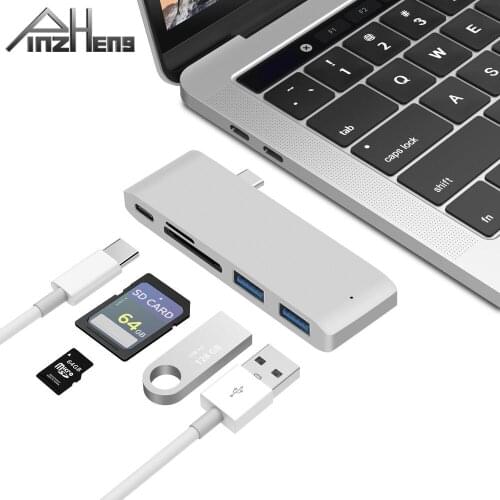PINZHENG 3.1 USB C Hub USB To HDMI Adapter 4K Thunderbolt 3 USB Type C Hub With Hub3.0 TF SD Reader Slot PD For MacBook Pro/Air