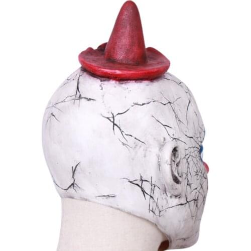 Joker Mask Horror Clown Cosplay Latex Masks With Red Hat Scary Halloween Party Costume Props