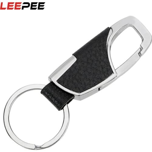 LEEPEE PU Leather Key Ring Metal Keychain Gift Car Key Chain Keyring Car Styling Mens Fashion Auto Keyfob