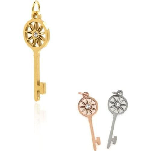 Micropavé CZ Key Necklace Delicate Magic Key Pendant Imitation Diamond Bracelet DIY Jewelry Bracelet Accessories 32.6x10x1.3 mm