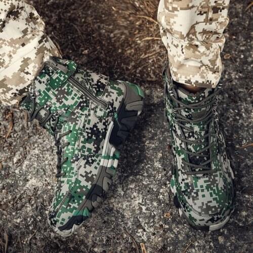 Military Boots Camouflage Combat Boots Men Wear-resistant Military Training Lightweight Breathable Desert Boots Outdoor Hiking