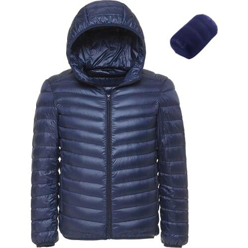 Spring and Autumn Fashion Boutique White Duck Down Solid Color Lightweight Mens Casual Hooded Down Jacket Male Down Jacket