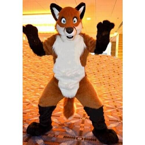 New Wolf Long Fur Brown Husky Mascot Costume Suits Cosplay Party Dress Outfits Clothing Advertising Carnival Halloween Christmas