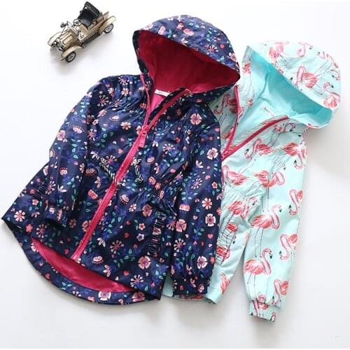 BBD New Girls Coat Hooded Windbreaker Jacket Waist Collection Windproof Rainproof Outdoor Leisure Kids 4 5 6 7 8 Years Clothes