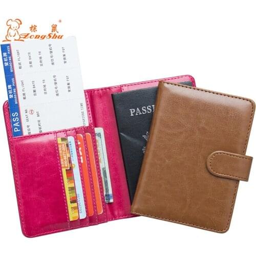 Solid novel brown oli buckle Fashion passport cover Built in RFID Blocking Protect personal information (custom available)