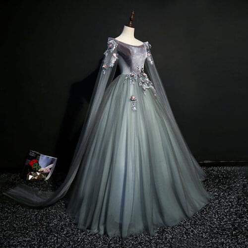 Renaissance gown queen Victorian Belle Ball gown costume dark grey 18th century coronation cosplay ball gown medieval dress