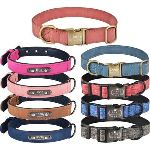 Adjustable Nylon Products Dog Collars Personalized Dog Collar Custom Engraved Name ID Tag Puppy Medium Large Unisex Dogs Collar