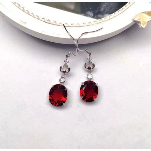Luxury Garnet Drop Earrings for Party 10mm*12mm VVS Grade Natural Garnet Silver Earrings Simple 925 Silver Garnet Hook Earrings