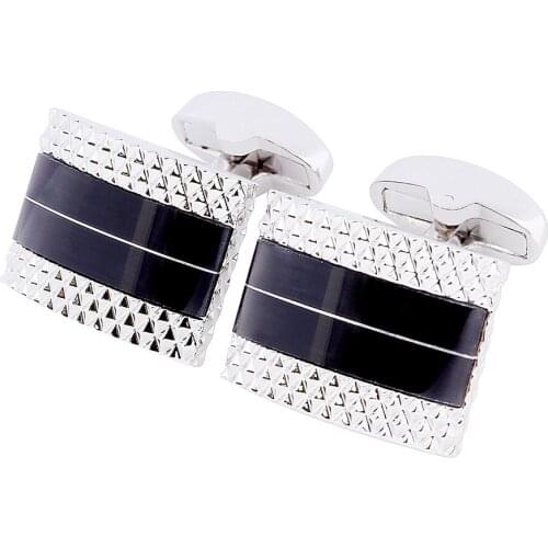 Retail Black Stone Cuff Links For Men Square Wedding Grooms Shirt Cufflinks With Luxury Box