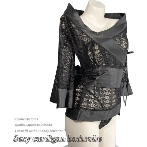 Sexy Lingerie Dark Japanese Kimono Sexy Bathrobe Cardigan Robes for Women Fluffy Porno Sex Adult Uniform Temptation