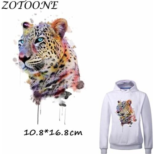 ZOTOONE Heat Transfer Clothes Stickers Watercolor Leopard Patch for T Shirt Jeans Iron-on Transfers DIY Applique Clothes Parches