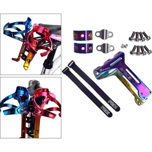 Bike Bicycle Aluminum Cycling Rear Mount Saddle-Rail Bracket Double Water Bottle Cages Holder Extend Kettle Fixed Rack