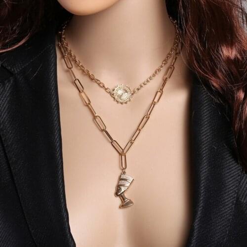 Vintage Link China Necklace For Women Multi-layer Clavicle Necklaces Pendant Long Neckalce Statement Jewelry 2021