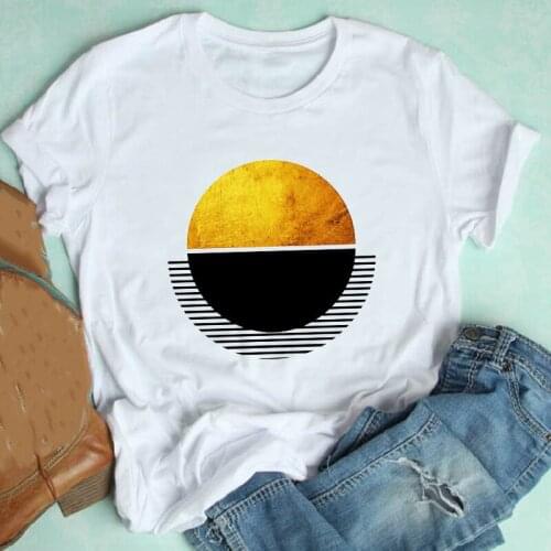 Women Short Sleeve Geometric Aesthetic Striped Fashion 2021 Spring Summer Clothes Print Tshirt Female Tee Top Graphic T-shirt