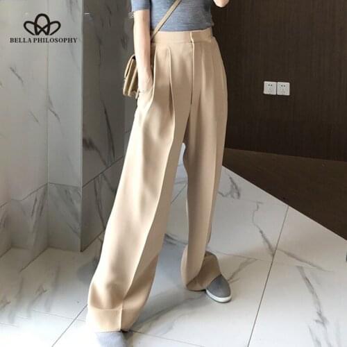 Bella Philosophy Trouser For Women High Waist Causal Loose Wide Leg Pants Female 2018 Autumn Korean Fashion Elegant Tide