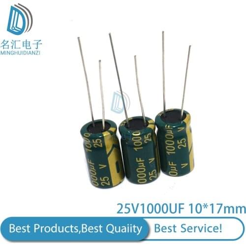10PCS high frequency low impedance 25v 1000uf aluminum electrolytic capacitor 1000uf 25v 25V1000uf 10X17