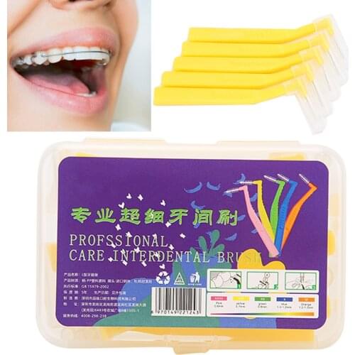 20 pcs Steel Wire Spiral Type L-shaped Orthodontic Interdental Brush Soft Hair Bushy Delicate Tooth Deep Cleaning Tartar Tool