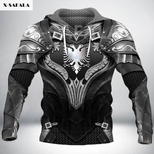 Albania USA Skull Eagle Knight Map Flag Name 3D All Printed Hoodie Man 10 Women Harajuku Zipper Pullover Sweatshirt Jacket