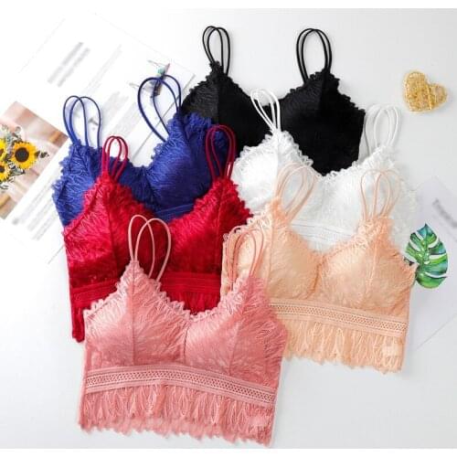 Strapless Lace Beautiful Back Push Up Bra Women Wireless Removable Bralette Chest Pad Underwear