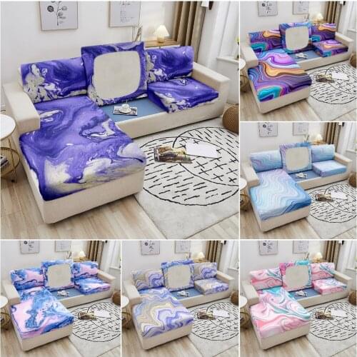 Marble Sofa Seat Cushion Cover Elastic Sofa Covers for Living Room Furniture Protector Stretch Washable Removable Sofa Slipcover