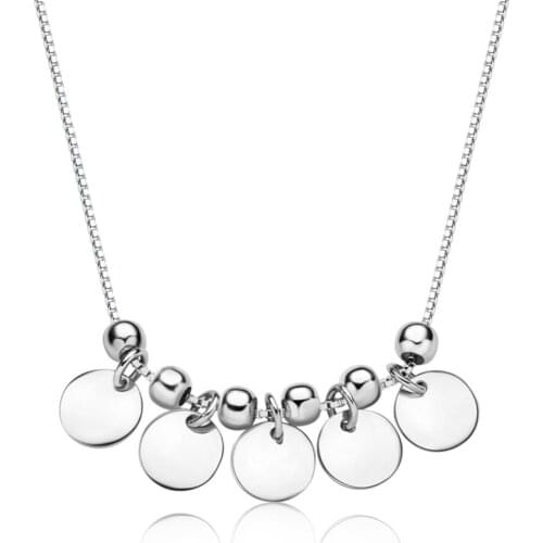 925 Silver Necklace Trendy Round Sheets & Beads Necklaces For Women 925-sterling-silver Chain Necklace Sterling-Silver-Jewelry