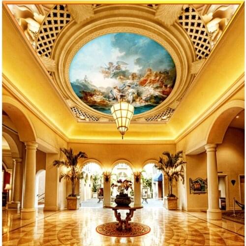 Custom photo 3d wallpaper ceiling mural Oil painting of European girls decor background 3d wall murals wallpaper for walls 3d