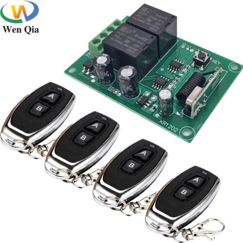 Remote Control 433Mhz DC 12V 2CH rf Relay Receiver and Transmitter for Garage Remote Switch and Change Motor Positive Negative