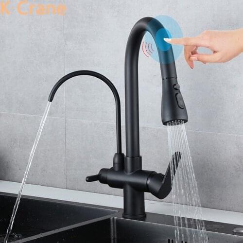 Touch Sensor Faucet Kitchen Sink Smart Filter Tap Flexible Pull Out Grifo Hot Cold Mixer Crane Automatic Black Filtered Torneira