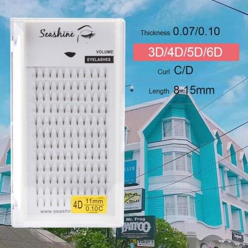 Seashine Short stem Lashes Premade Volume Fans 3D 4D 5D 6D Volume Fans Extension Professional Russian Volume Eyelash Extension