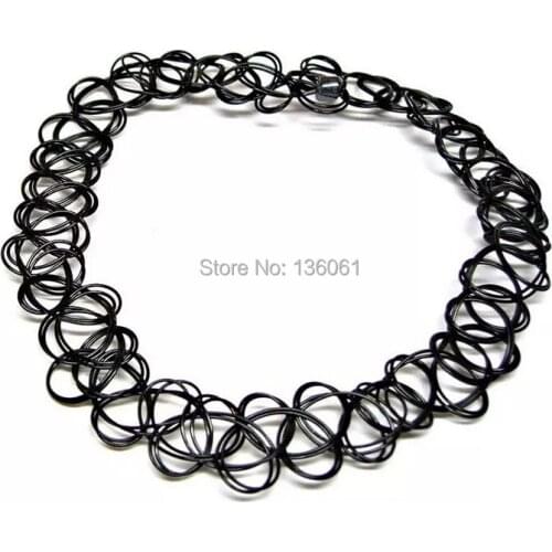 Vintage Black Tattoo Elastic Stretch Charms Statement Choker Necklaces Pendants Women Jewelry DIY 50PCS Fashion Q483