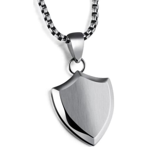 Shield Design Steel Mens Necklace