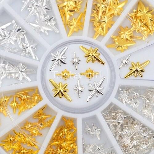 2 sizes Gold silver 3D Metal starlight shape wheel For Nail Art Tips Decorations beauty Styling Accessories