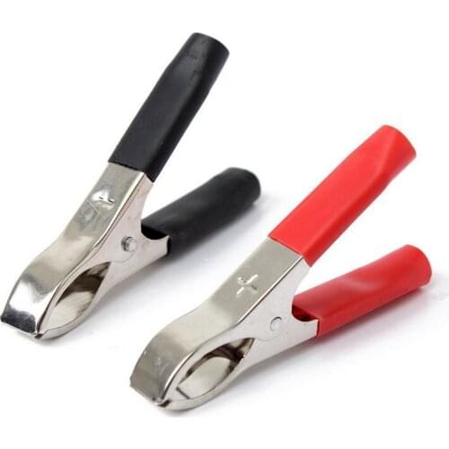 2pcs 30A Insulated Crocodile Clips 75mm Low Voltage Wire Lead Test Alligator Clamps